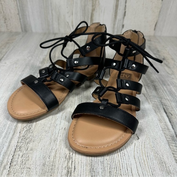 Dolce Vita Girls Curse Gladiator Sandals Lace Up Faux Leather Black #936 - Picture 1 of 9